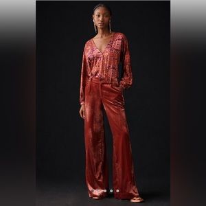 Anthropologie wide leg velvet pant